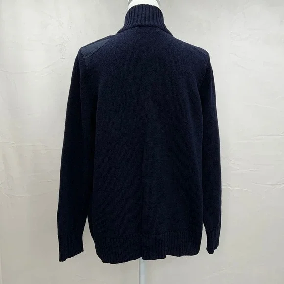 Lauren Ralph Lauren | Women's Navy Blue Zip Cardigan, Size L/XL - Picture 3 of 4